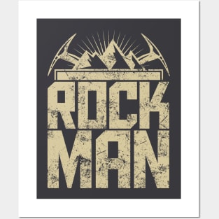ROCKMAN climbing mountain T shirt ROCK MAN Posters and Art